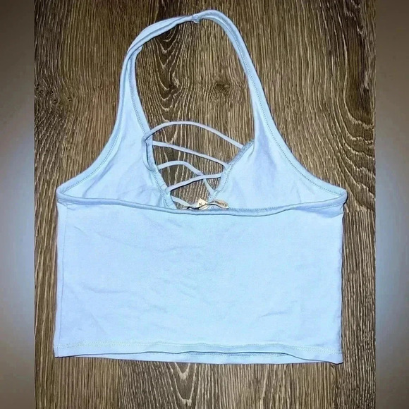 Express cropped blue halter top size small - Picture 3 of 4